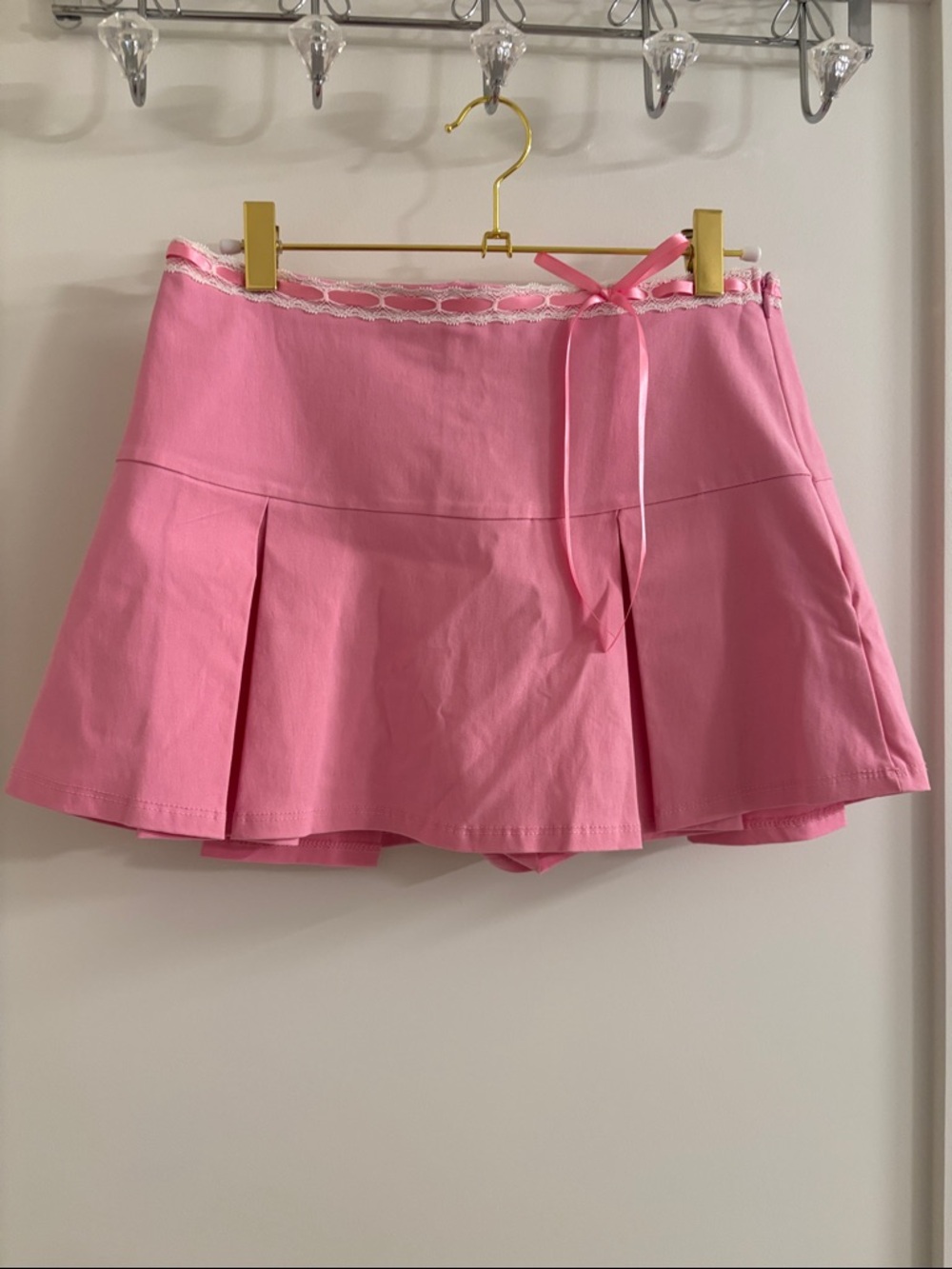 Altar'd State Pink Pleated Skort with Ribbon Trim